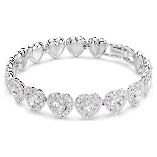Ariana Grande x Swarovski Heart Tennis Bracelet with Mixed Cuts & White Crystal in Rhodium Silver