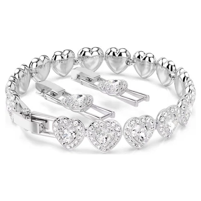 Ariana Grande x Swarovski Heart Tennis Bracelet with Mixed Cuts & White Crystal in Rhodium Silver