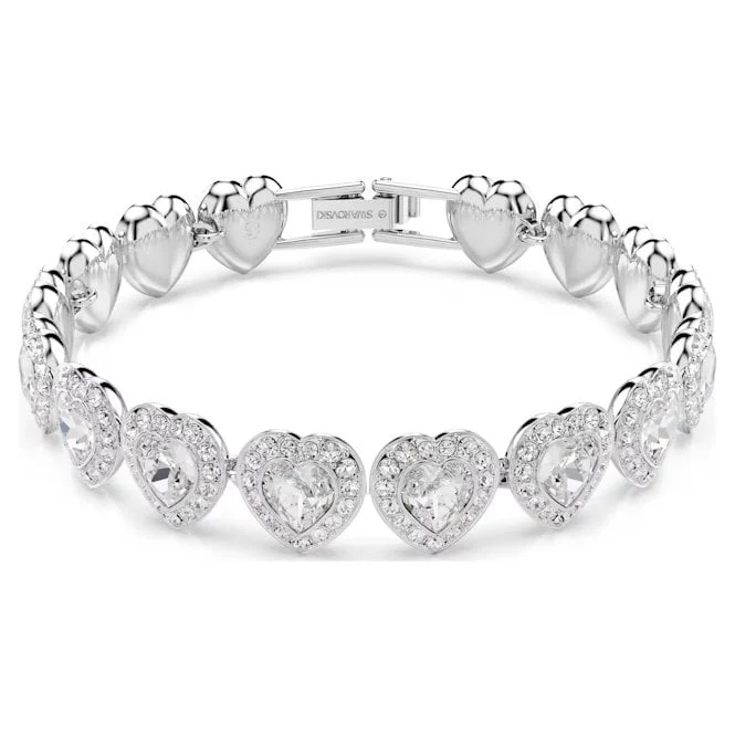 Ariana Grande x Swarovski Heart Tennis Bracelet with Mixed Cuts & White Crystal in Rhodium Silver