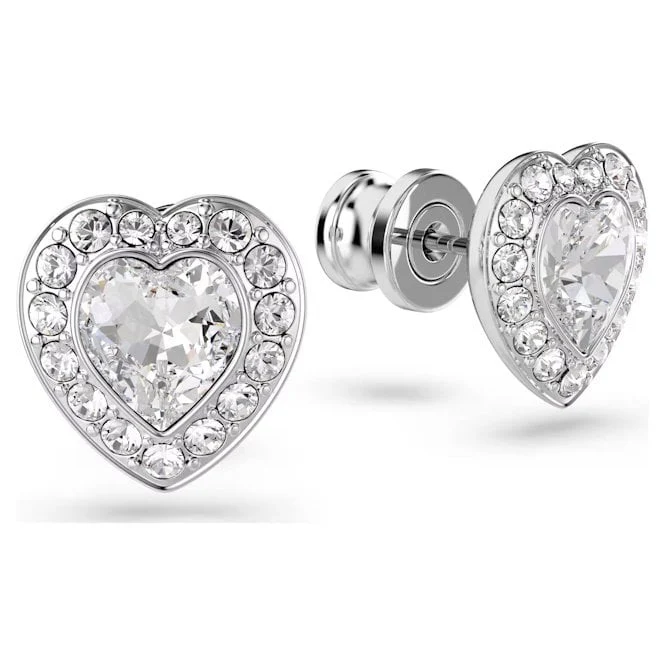 Ariana Grande x Swarovski Heart Earrings with Mixed Cuts & White Crystal in Rhodium Silver