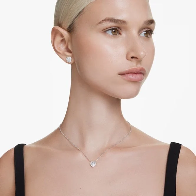 Ariana Grande x Swarovski Heart Pendant with Mixed Cuts & White Crystal in Rhodium Silver