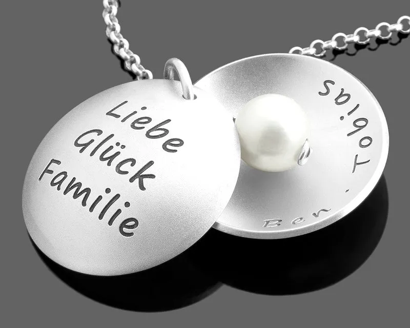 FAMILIENKETTE MIT GRAVUR SILBERSCHMUCK DAMEN ONLINE MEDAILLON HALSKETTE OMA