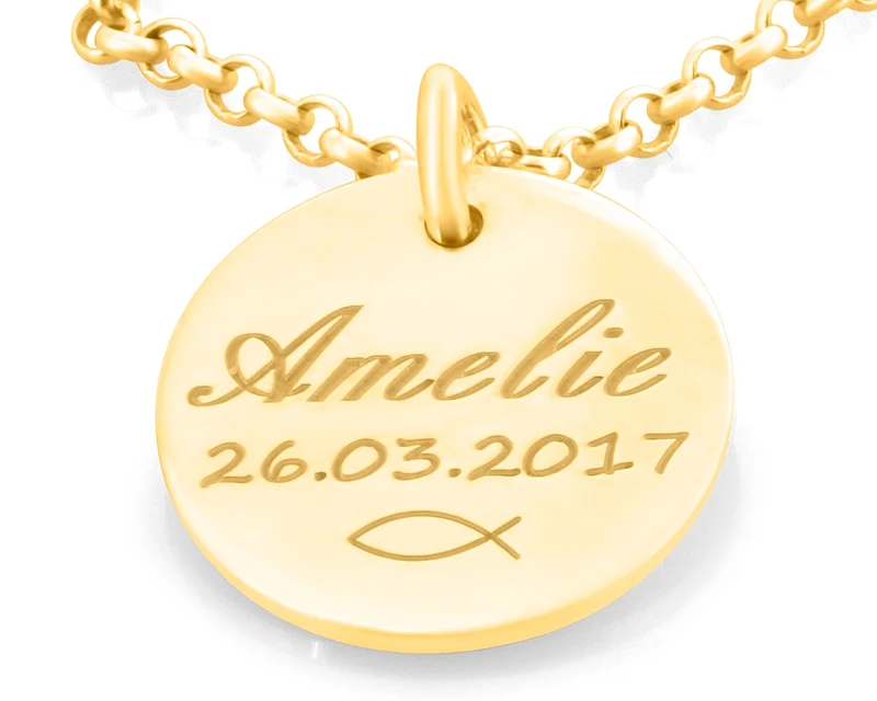 TAUFKETTE MIT NAMEN, TAUFSCHMUCK GRAVUR, TAUFGESCHENK