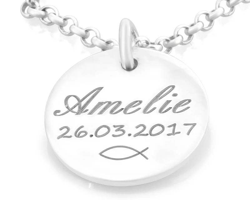 NAMENSKETTE SILBER, GRAVUR SCHMUCK, TAUFKETTE