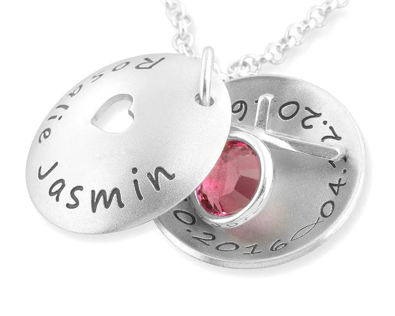 TAUFKETTE SILBER MIT GRAVUR, TAUFSCHMUCK MIT NAMEN, KREUZ