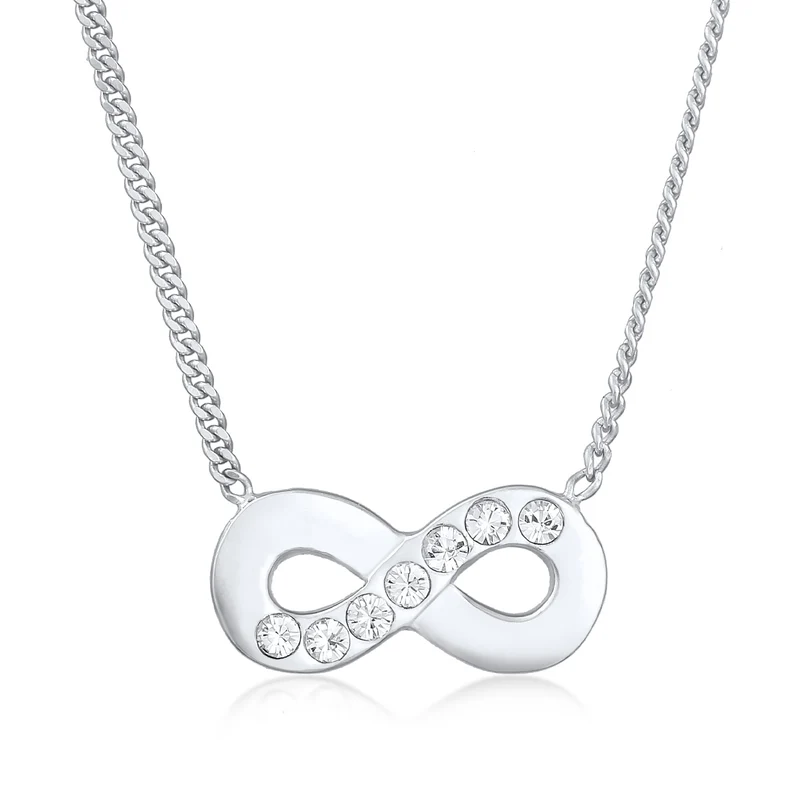 Halskette Infinity Anhänger | Mit Kristallen von Swarovski® (Weiß)