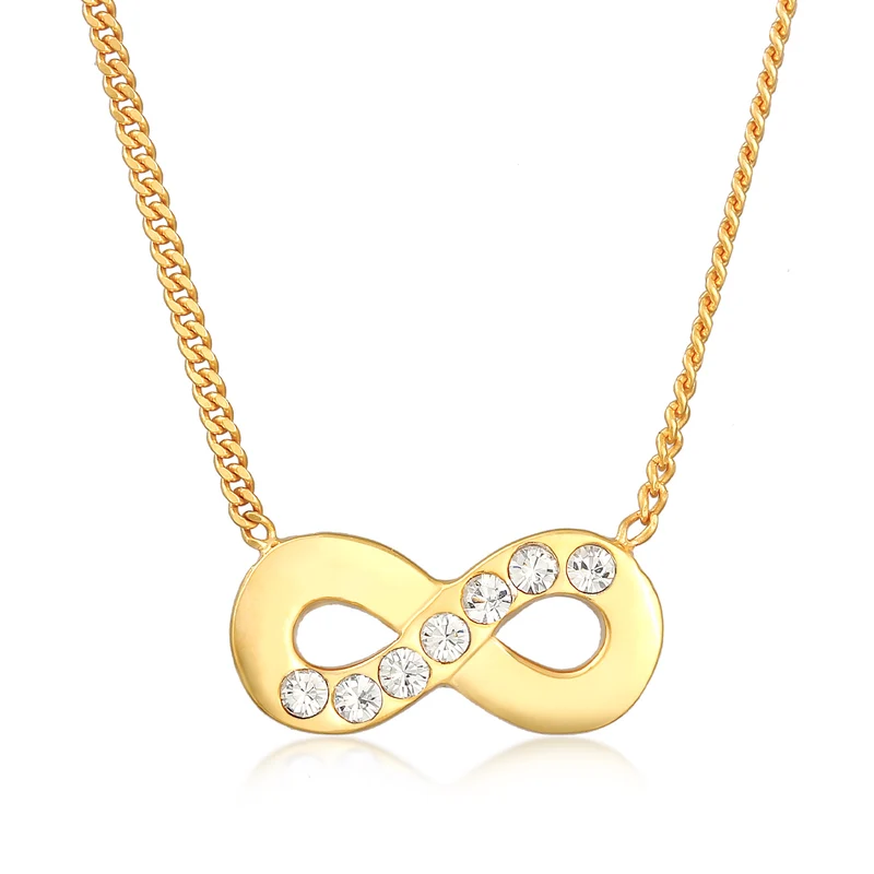 Halskette Infinity Anhänger | Mit Kristallen von Swarovski® (Weiß)