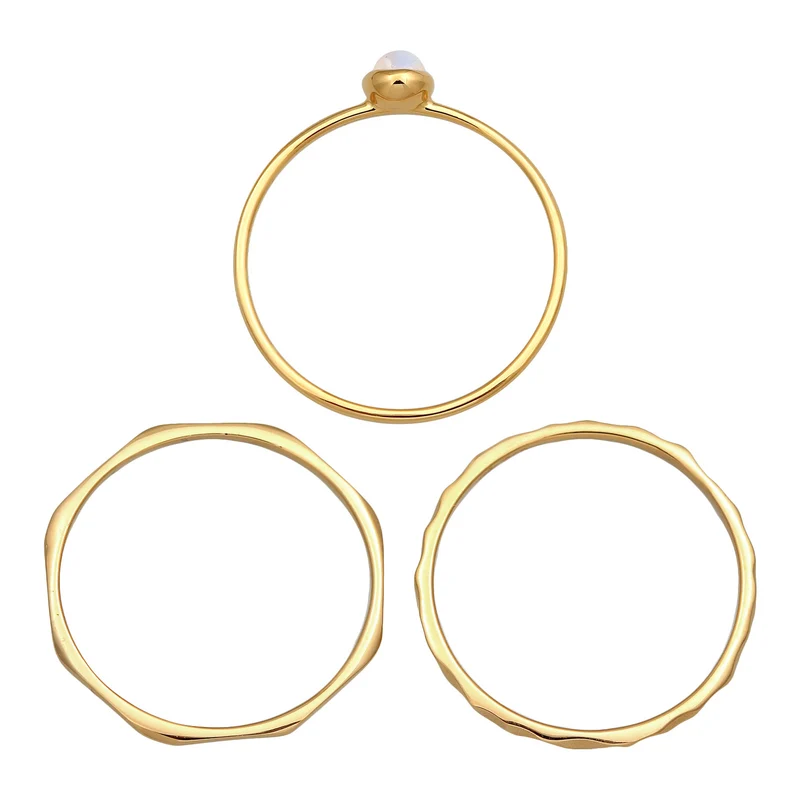 Solitär-Ring Set | Mondstein (Weiß)