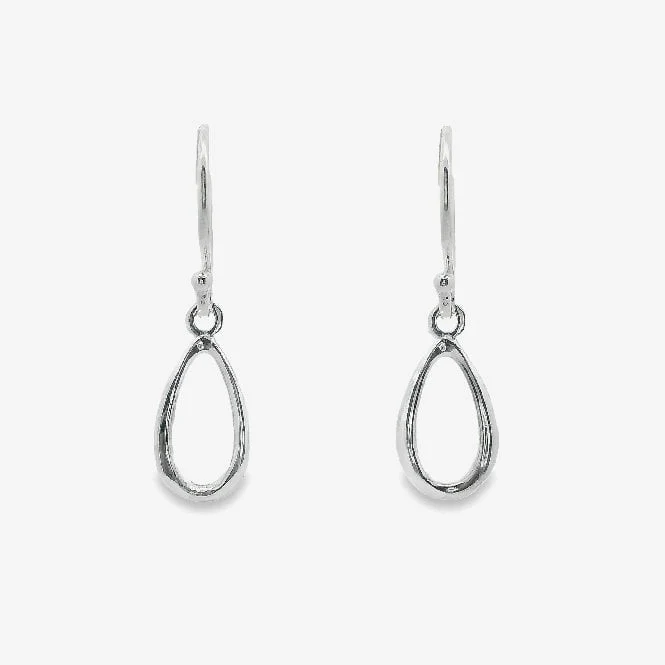 Silver Open Teardrop Drop Earrings