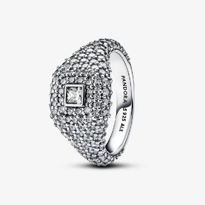 Pave Square Cocktail Ring, Size 58