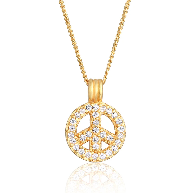 Halskette Peace | Zirkonia (Weiß)