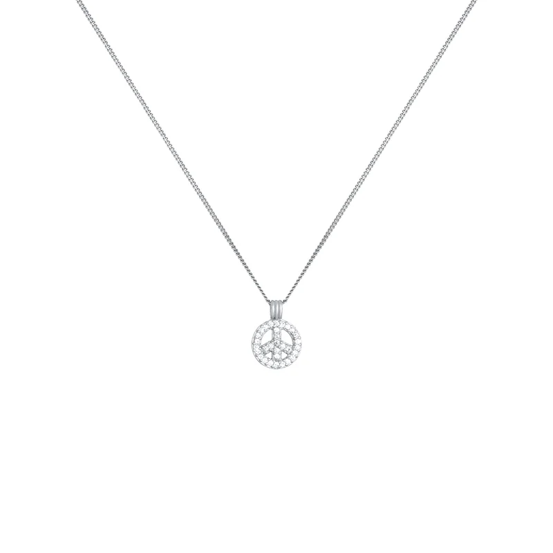 Halskette Peace | Zirkonia (Weiß)