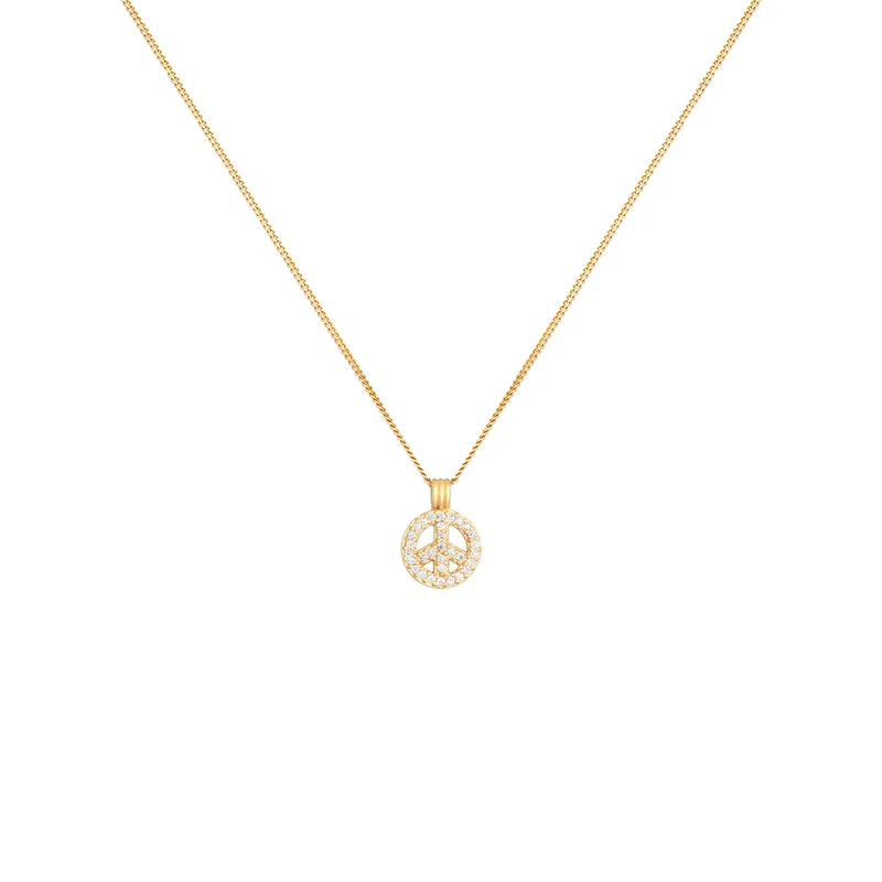 Halskette Peace | Zirkonia (Weiß)