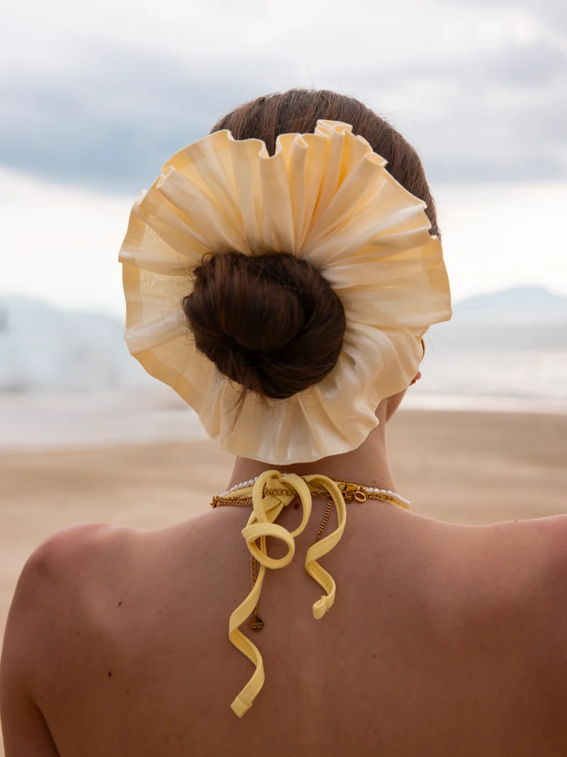Delicate Wave White Scrunchie