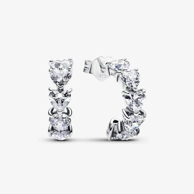 Sparkling Hearts Open Hoop Earrings