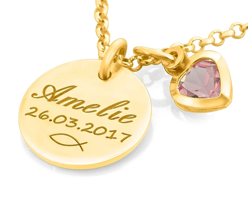 SILBERSCHMUCK ZUR GEBURT, TAUFKETTE VERGOLDET, NAMENSKETTE