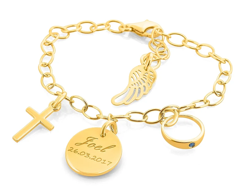 TAUFSCHMUCK GOLD ARMBAND GRAVUR TAUFE TAUFRING KINDERARMBAND TAUFGESCHENK