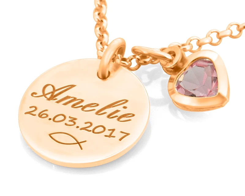 NAMENSKETTE TAUFE MÄDCHEN HALSKETTE GRAVUR SCHMUCK
