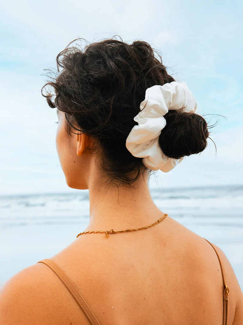 Fluffy Touch Pure Silk Scrunchie Peachy Pink
