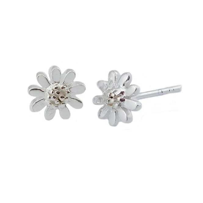 Silver Small Daisy Stud Earrings