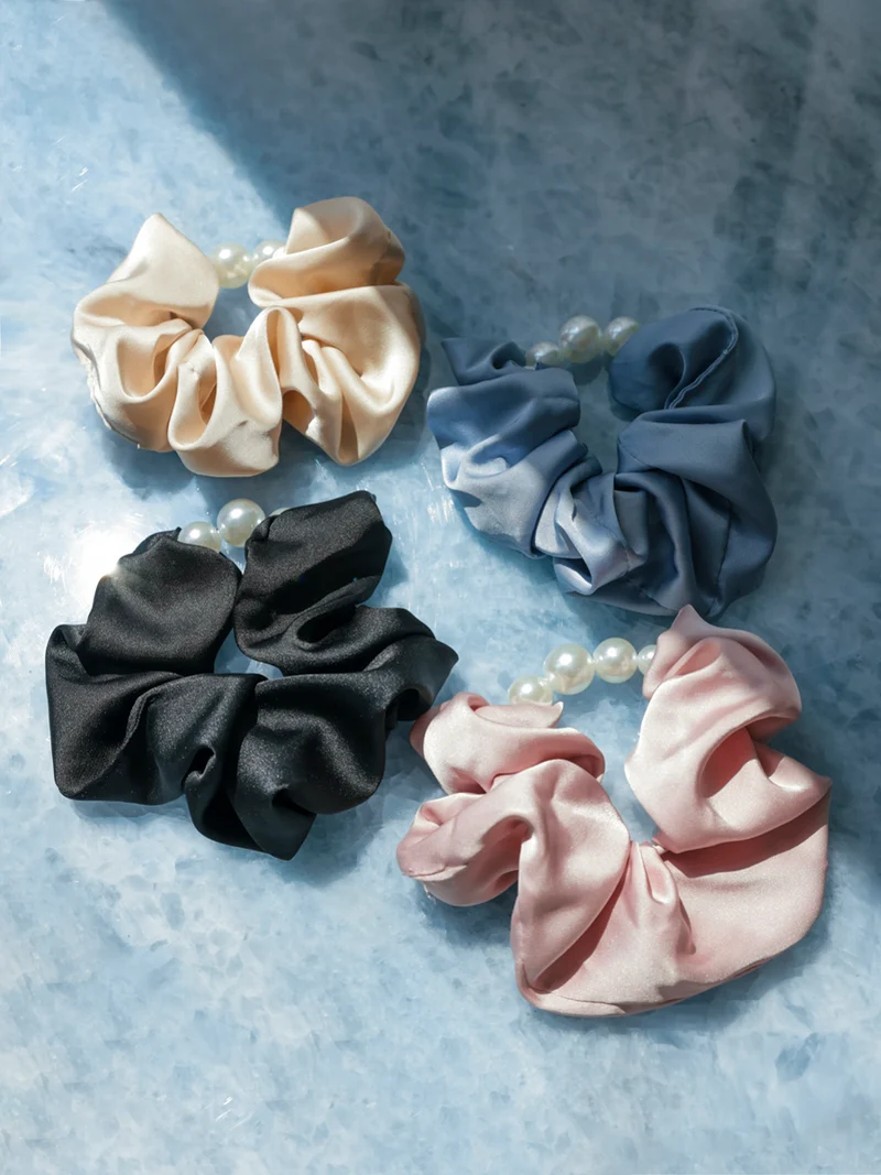 Pearl Elegance Pink Scrunchie