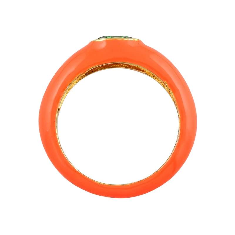 Solitär-Ring Oval | Emaille, Zirkonia (Grün)