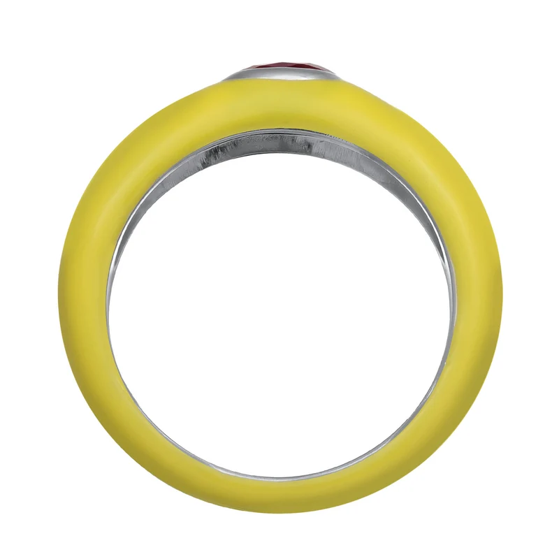 Solitär-Ring Oval | Emaille, Zirkonia (Grün)