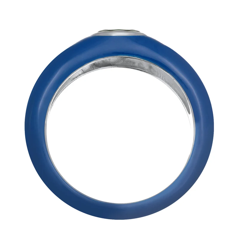 Solitär-Ring Oval | Emaille, Zirkonia (Grün)