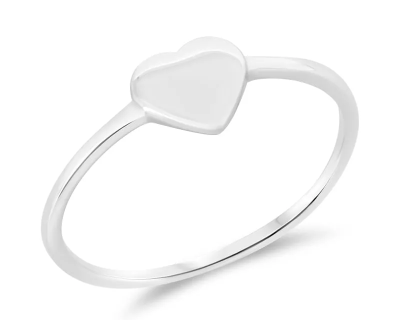 SCHLICHTER SILBERRING MIT HERZ, RINGE ONLINE, ECHTSCHMUCK JUWELIER