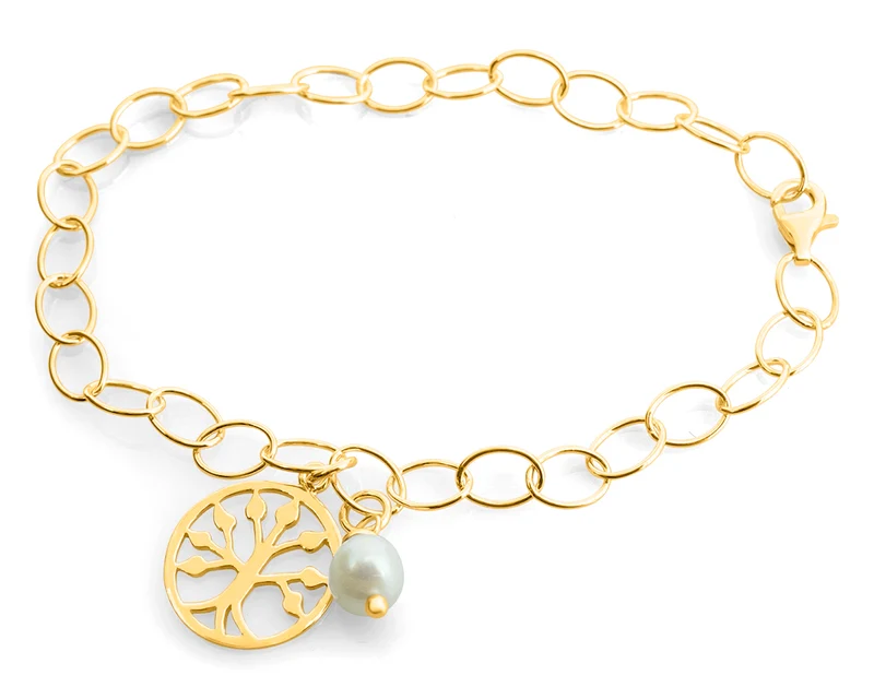 LEBENSBAUM ARMBAND GOLD DAMEN PERLE SCHMUCK GESCHENK MUTTER GEBURT