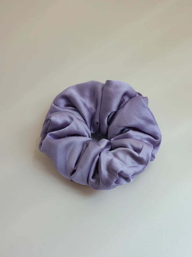 Fluffy Touch Pure Silk Scrunchie Purple