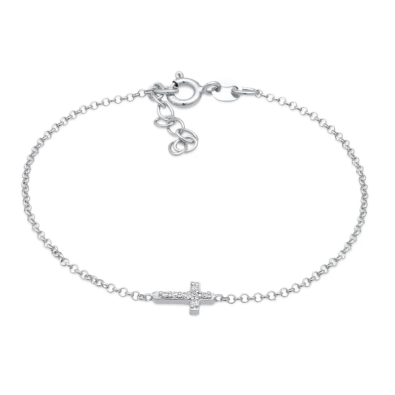 Armband Kreuz | Zirkonia (Weiß)