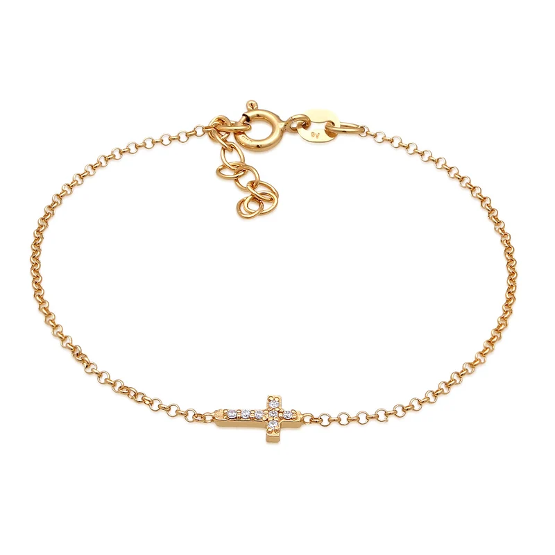 Armband Kreuz | Zirkonia (Weiß)