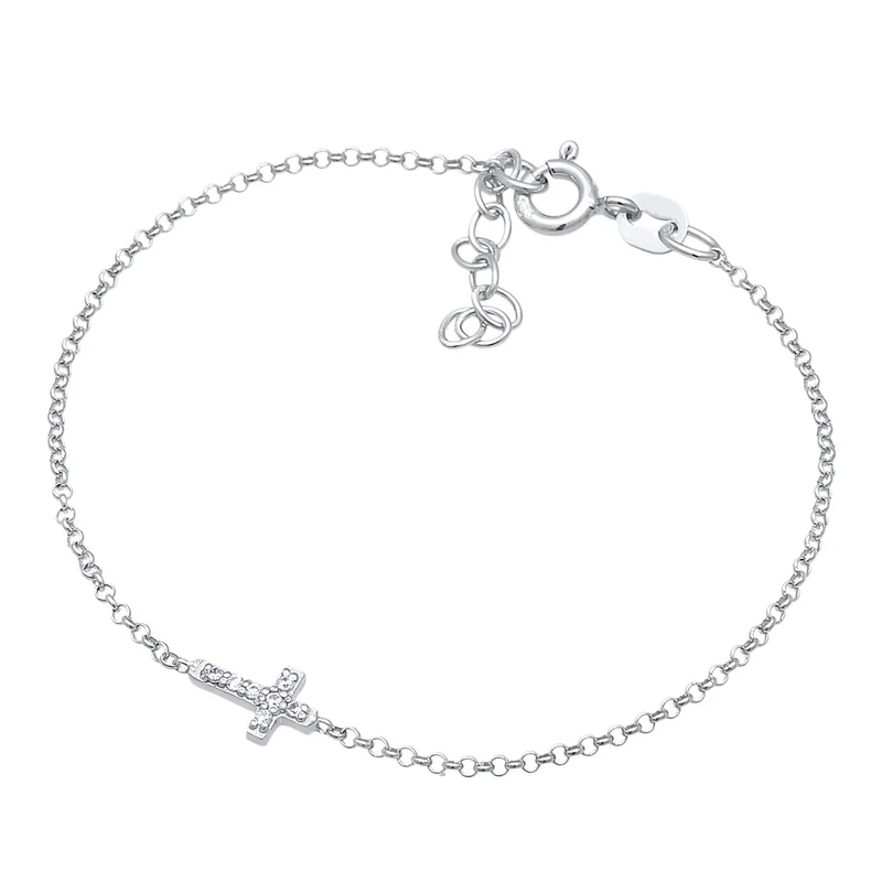 Armband Kreuz | Zirkonia (Weiß)