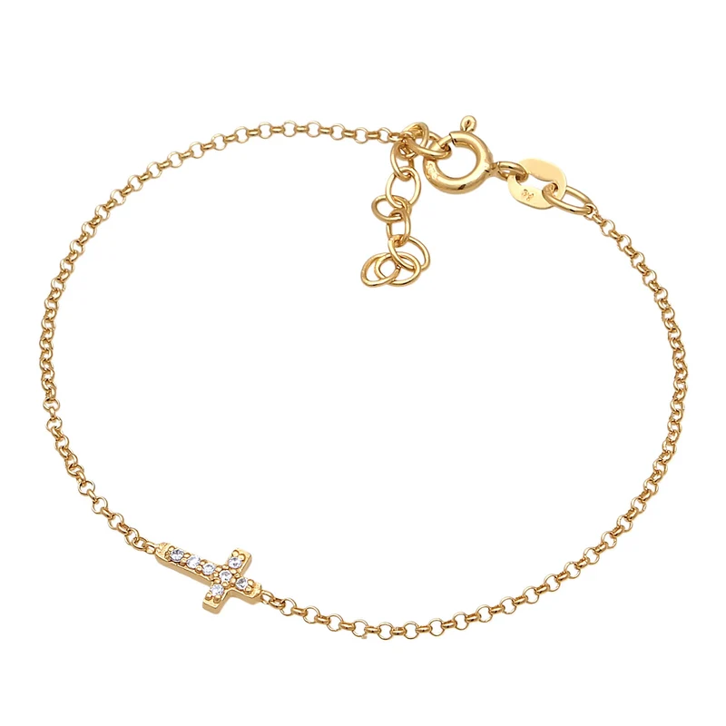 Armband Kreuz | Zirkonia (Weiß)