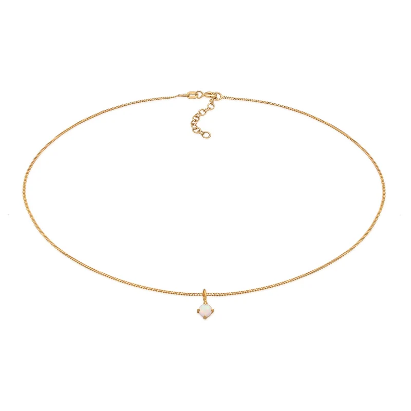 Choker Solitär | Opal (Weiß)