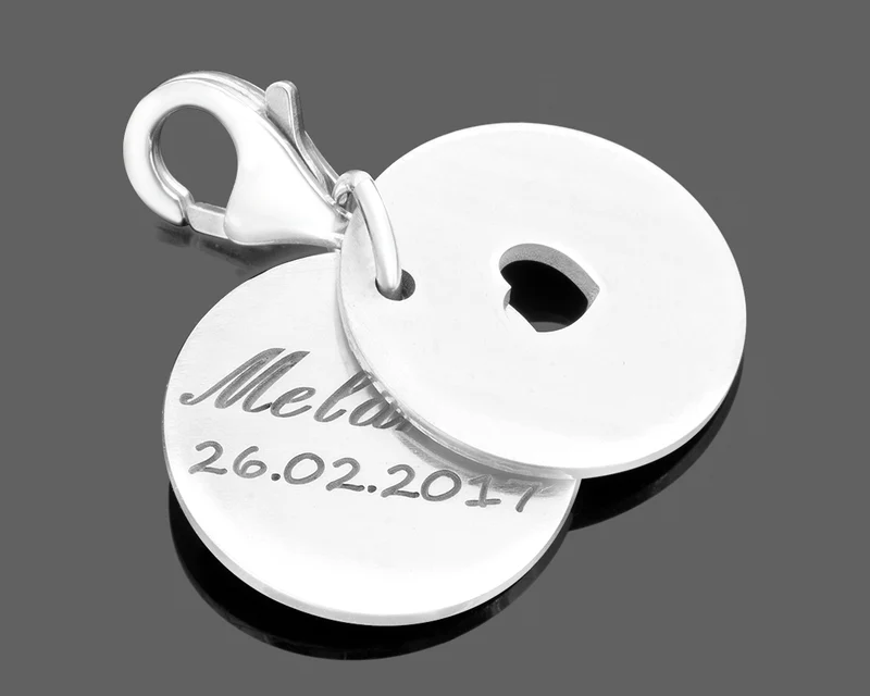 SILBERANHÄNGER MIT NAMEN, GEBURT GESCHENK, CHARM MIT GRAVUR, GESCHENK MAMA
