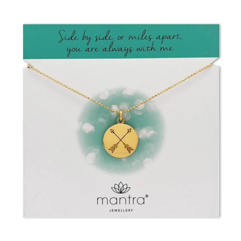 Crossed Arrows Disc Necklace in Gold