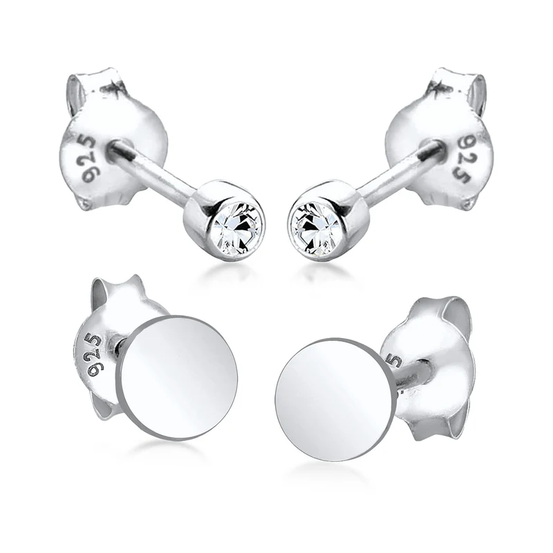 Ohrstecker Set Plättchen | Mit Kristallen von Swarovski® (Weiß)