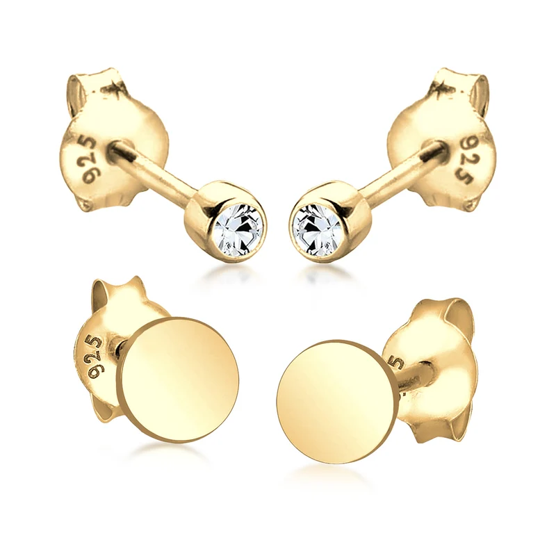 Ohrstecker Set Plättchen | Mit Kristallen von Swarovski® (Weiß)