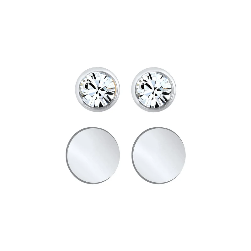 Ohrstecker Set Plättchen | Mit Kristallen von Swarovski® (Weiß)