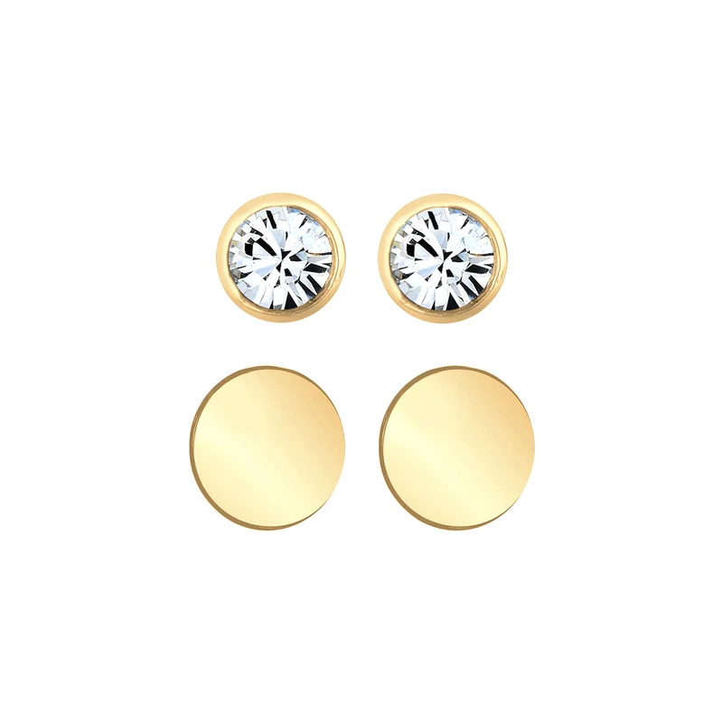 Ohrstecker Set Plättchen | Mit Kristallen von Swarovski® (Weiß)