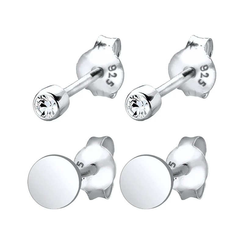 Ohrstecker Set Plättchen | Mit Kristallen von Swarovski® (Weiß)
