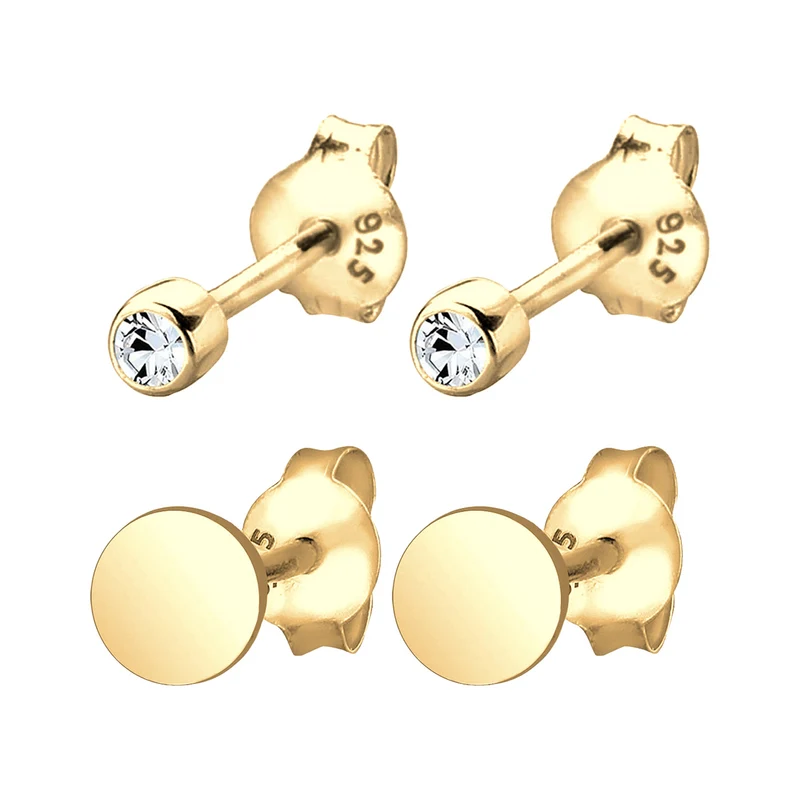 Ohrstecker Set Plättchen | Mit Kristallen von Swarovski® (Weiß)