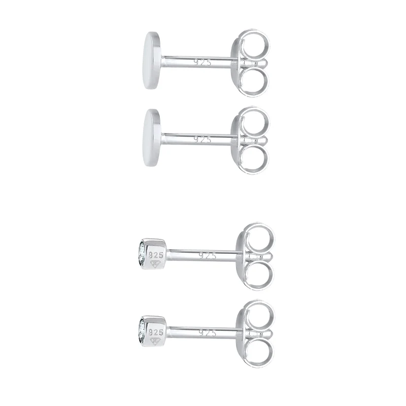 Ohrstecker Set Plättchen | Mit Kristallen von Swarovski® (Weiß)