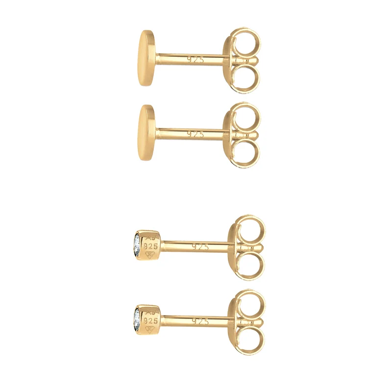 Ohrstecker Set Plättchen | Mit Kristallen von Swarovski® (Weiß)