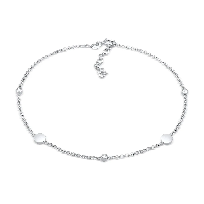 Fußkettchen Plättchen | Mit Kristallen von Swarovski® (Weiß)