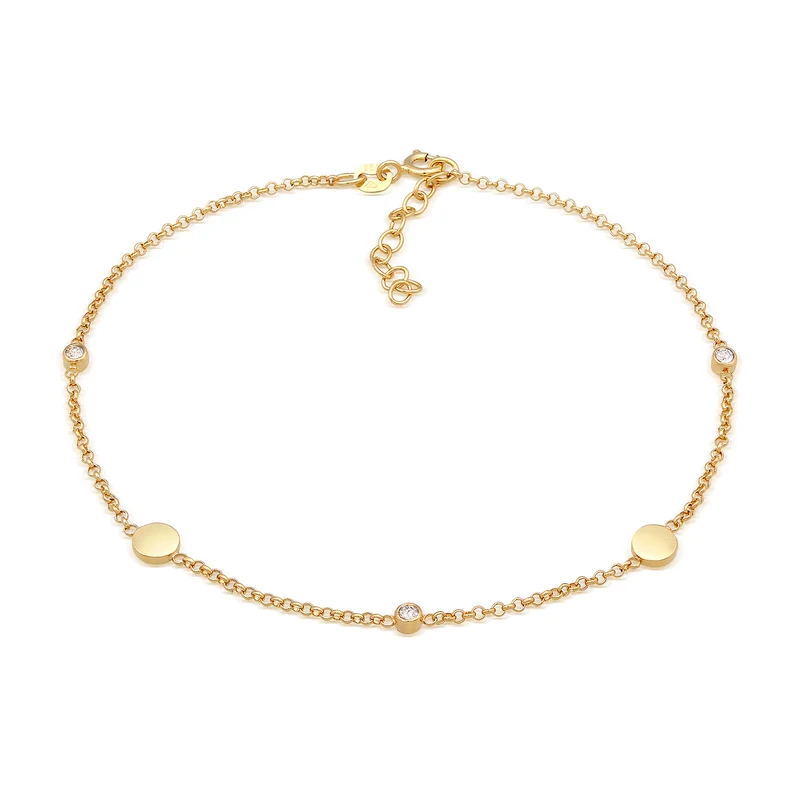 Fußkettchen Plättchen | Mit Kristallen von Swarovski® (Weiß)
