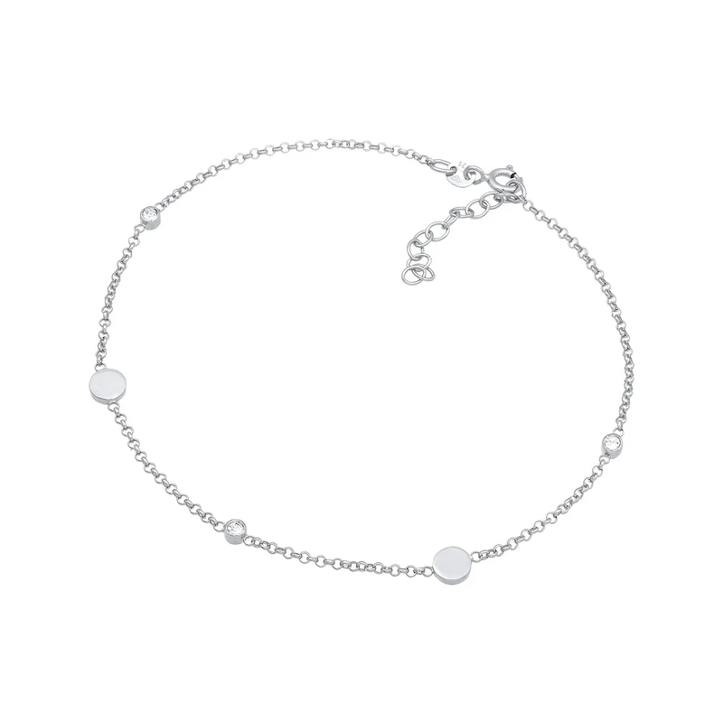 Fußkettchen Plättchen | Mit Kristallen von Swarovski® (Weiß)