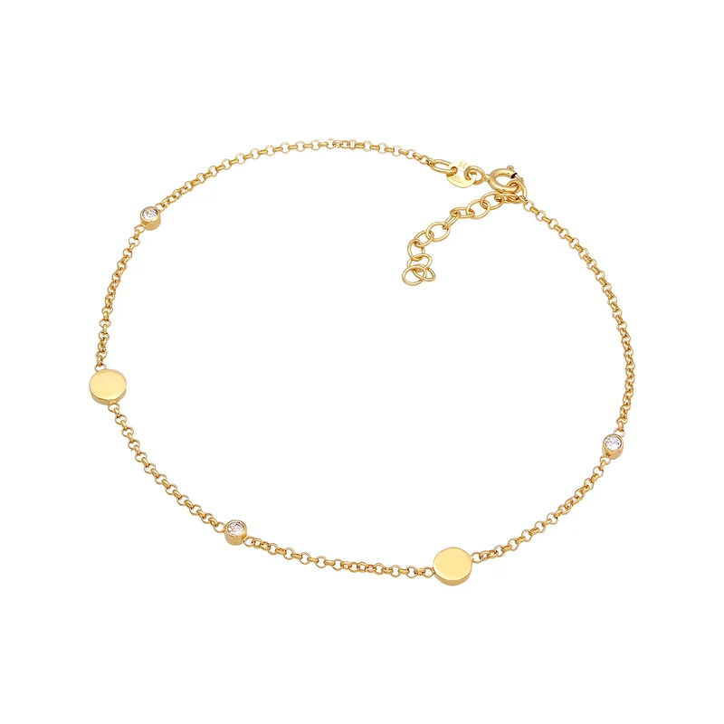 Fußkettchen Plättchen | Mit Kristallen von Swarovski® (Weiß)